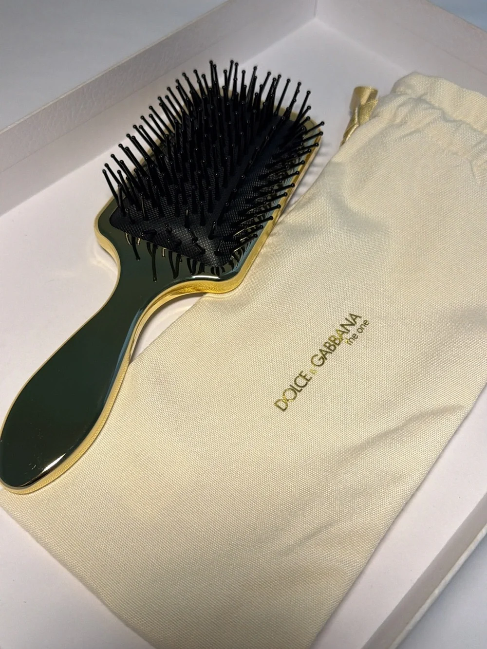 New,unused Dolce & Gabbana beauty Gold and Black Paddle Hair Brush with dust bag